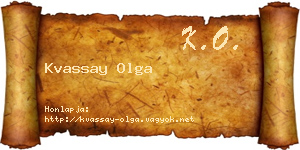 Kvassay Olga névjegykártya